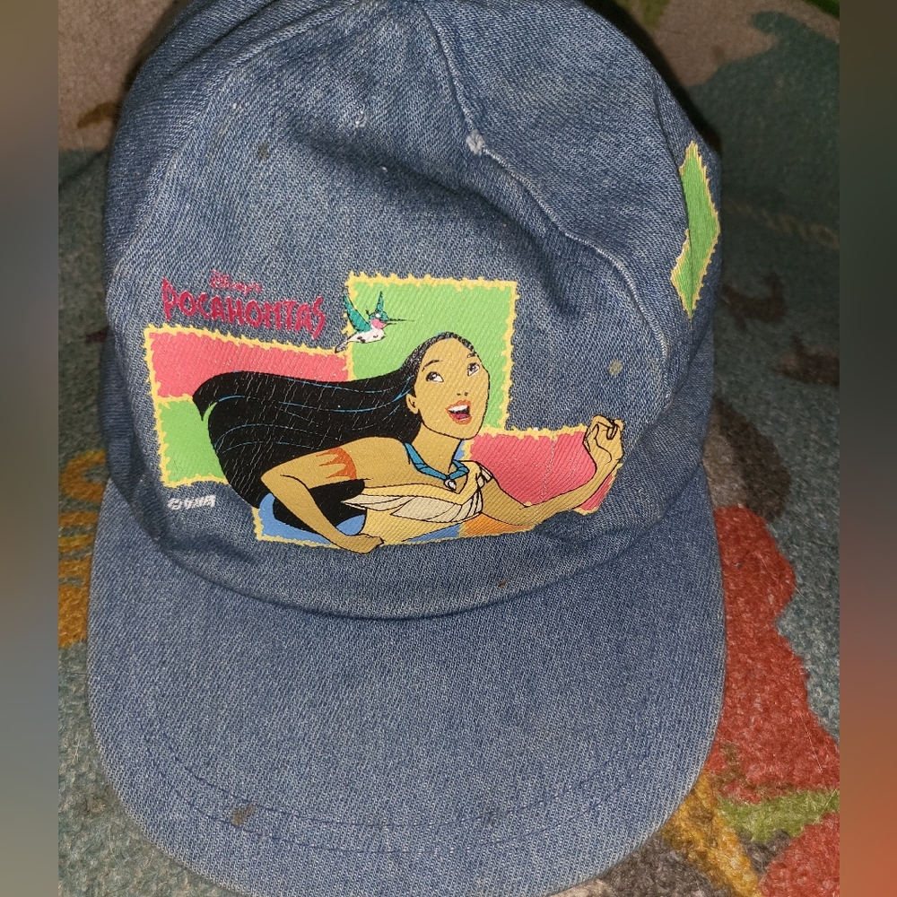 Vintage 90s Disney Pocahontas Blue Denim Kids Hat